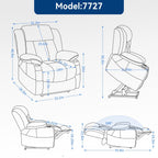 Fauteuil inclinable électrique à double moteur, position infinie, mécanisme de mouvement robuste avec massage et chauffage lombaire, porte-gobelets