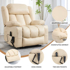 Fauteuil inclinable électrique à double moteur, position infinie, mécanisme de mouvement robuste avec massage et chauffage lombaire, porte-gobelets