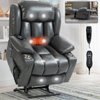 Fauteuil inclinable électrique à double moteur, position infinie, mécanisme de mouvement robuste avec massage et chauffage lombaire, porte-gobelets