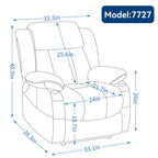 Fauteuil inclinable électrique à double moteur, position infinie, mécanisme de mouvement robuste avec massage et chauffage lombaire, porte-gobelets