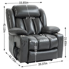 Fauteuil inclinable électrique à double moteur, position infinie, mécanisme de mouvement robuste avec massage et chauffage lombaire, porte-gobelets