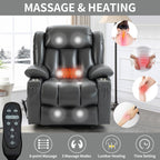 Fauteuil inclinable électrique à double moteur, position infinie, mécanisme de mouvement robuste avec massage et chauffage lombaire, porte-gobelets