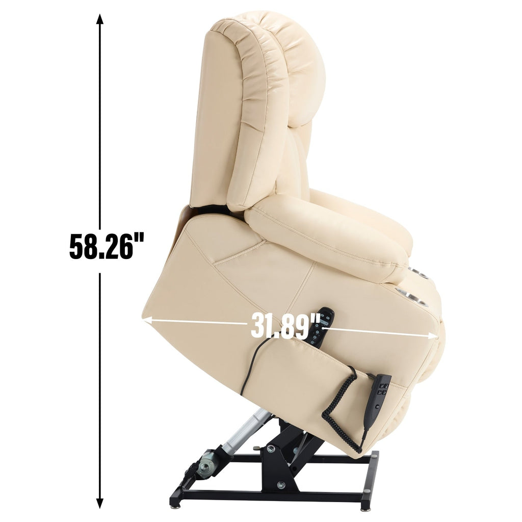 Fauteuil inclinable électrique à double moteur, position infinie, mécanisme de mouvement robuste avec massage et chauffage lombaire, porte-gobelets