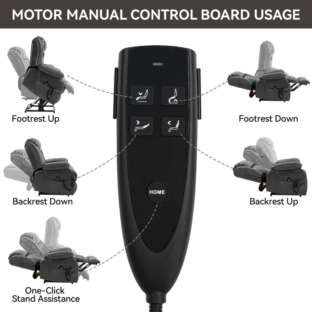 Fauteuil inclinable électrique à double moteur, position infinie, avec massage par vibration à 8 points et chauffage lombaire