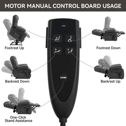 Fauteuil inclinable électrique à double moteur, position infinie, avec massage par vibration à 8 points et chauffage lombaire