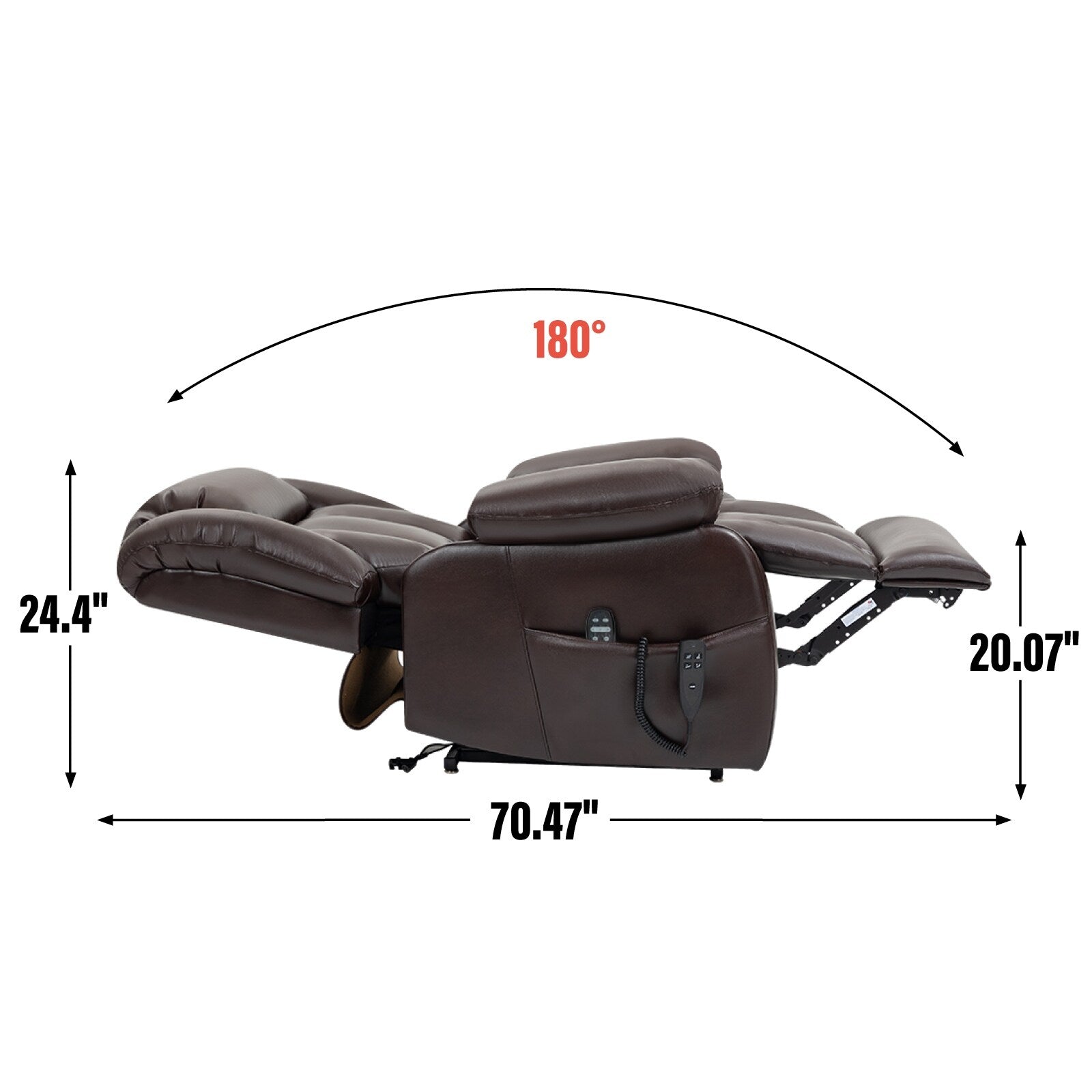 Fauteuil inclinable électrique à double moteur, position infinie, avec massage par vibration à 8 points et chauffage lombaire
