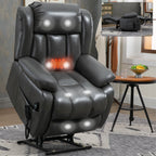 Fauteuil inclinable électrique à double moteur, position infinie, avec massage par vibration à 8 points et chauffage lombaire