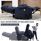 Fauteuil inclinable électrique à double moteur et position infinie, mécanisme de mouvement robuste avec chauffage lombaire, porte-gobelets et poches latérales