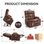 Fauteuil inclinable électrique à double moteur et position infinie, mécanisme de mouvement robuste avec chauffage lombaire, porte-gobelets et poches latérales