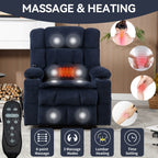 Fauteuil inclinable électrique à double moteur et position infinie, mécanisme de mouvement robuste avec chauffage lombaire, porte-gobelets et poches latérales