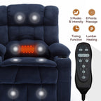 Fauteuil inclinable électrique à double moteur et position infinie, mécanisme de mouvement robuste avec chauffage lombaire, porte-gobelets et poches latérales