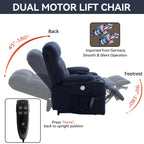Fauteuil inclinable électrique à double moteur et position infinie, mécanisme de mouvement robuste avec chauffage lombaire, porte-gobelets et poches latérales