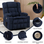 Fauteuil inclinable électrique à double moteur et position infinie, mécanisme de mouvement robuste avec chauffage lombaire, porte-gobelets et poches latérales