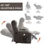 Fauteuil inclinable électrique à double moteur et position infinie, mécanisme de mouvement robuste avec chauffage lombaire, porte-gobelets et poches latérales