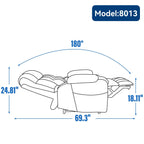 Fauteuil inclinable électrique à double moteur et position infinie, mécanisme de mouvement robuste avec chauffage lombaire, porte-gobelets et poches latérales