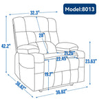 Fauteuil inclinable électrique à double moteur et position infinie, mécanisme de mouvement robuste avec chauffage lombaire, porte-gobelets et poches latérales