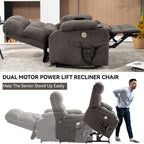 Fauteuil inclinable électrique à double moteur et position infinie, mécanisme de mouvement robuste avec chauffage lombaire, porte-gobelets et poches latérales