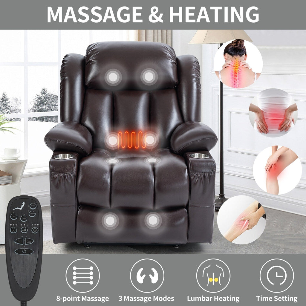 Fauteuil inclinable électrique Leatherair à double moteur, position infinie, jusqu'à 350 lb, mécanisme de mouvement robuste