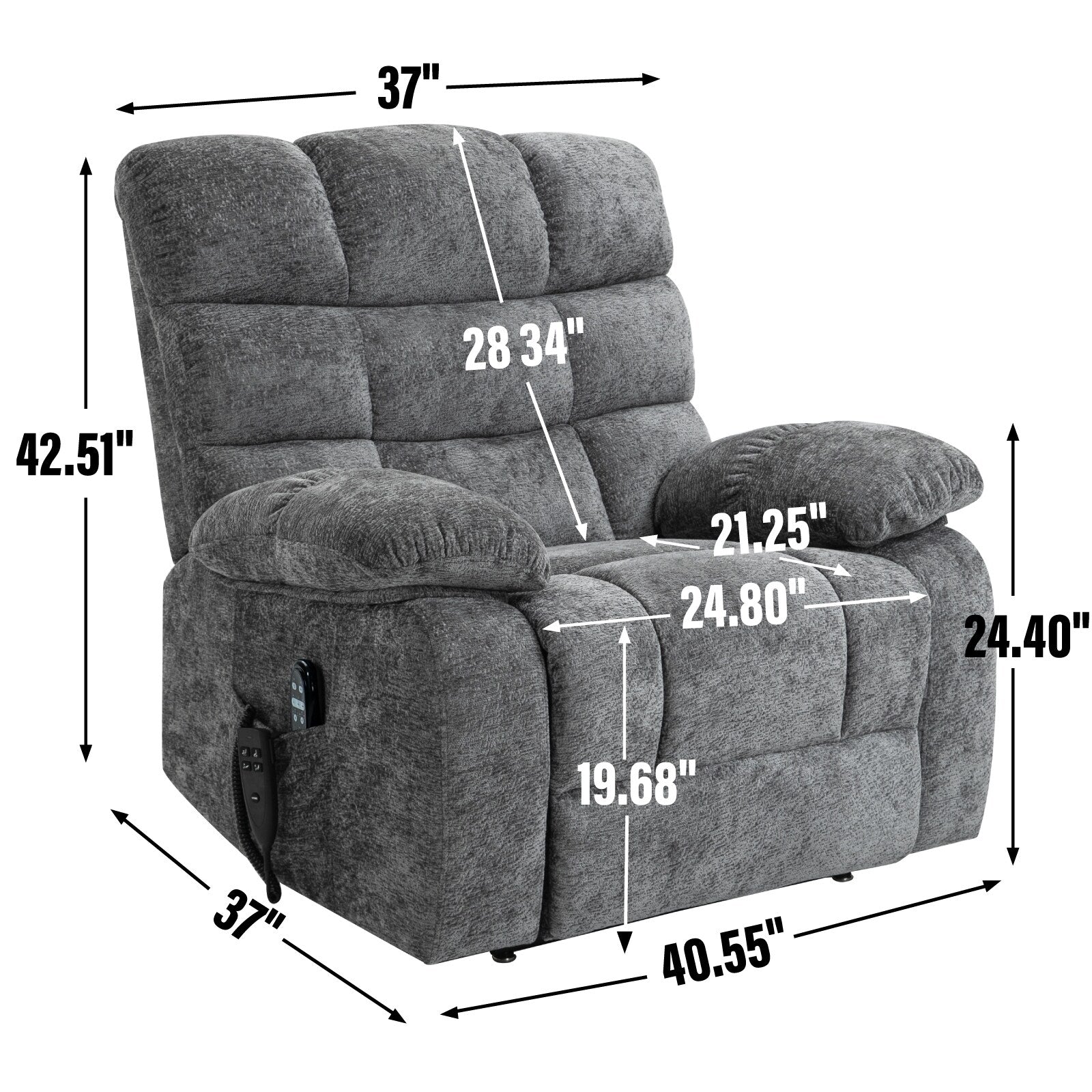 Fauteuil inclinable électrique à double moteur avec chauffage et massage, position infinie et télécommande, capacité jusqu'à 350 lb