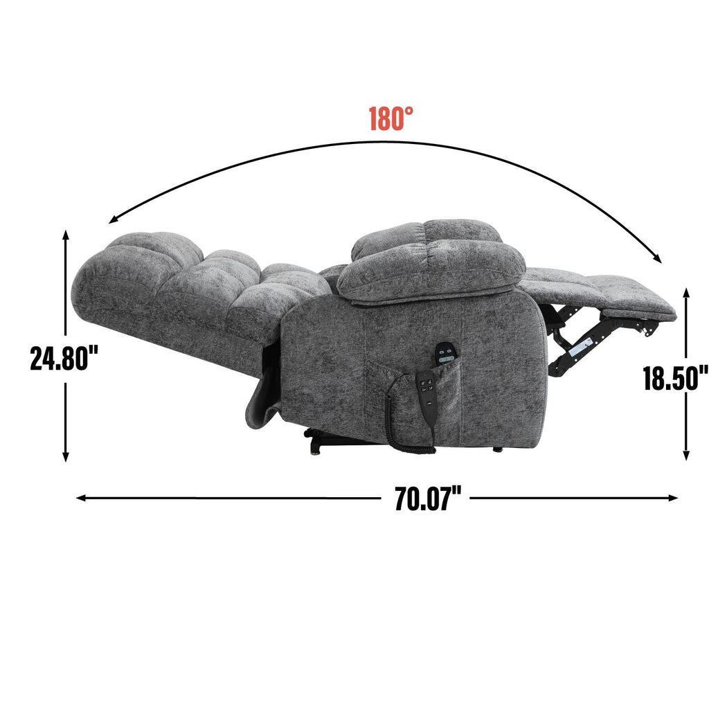 Fauteuil inclinable électrique à double moteur avec chauffage et massage, position infinie et télécommande, capacité jusqu'à 350 lb