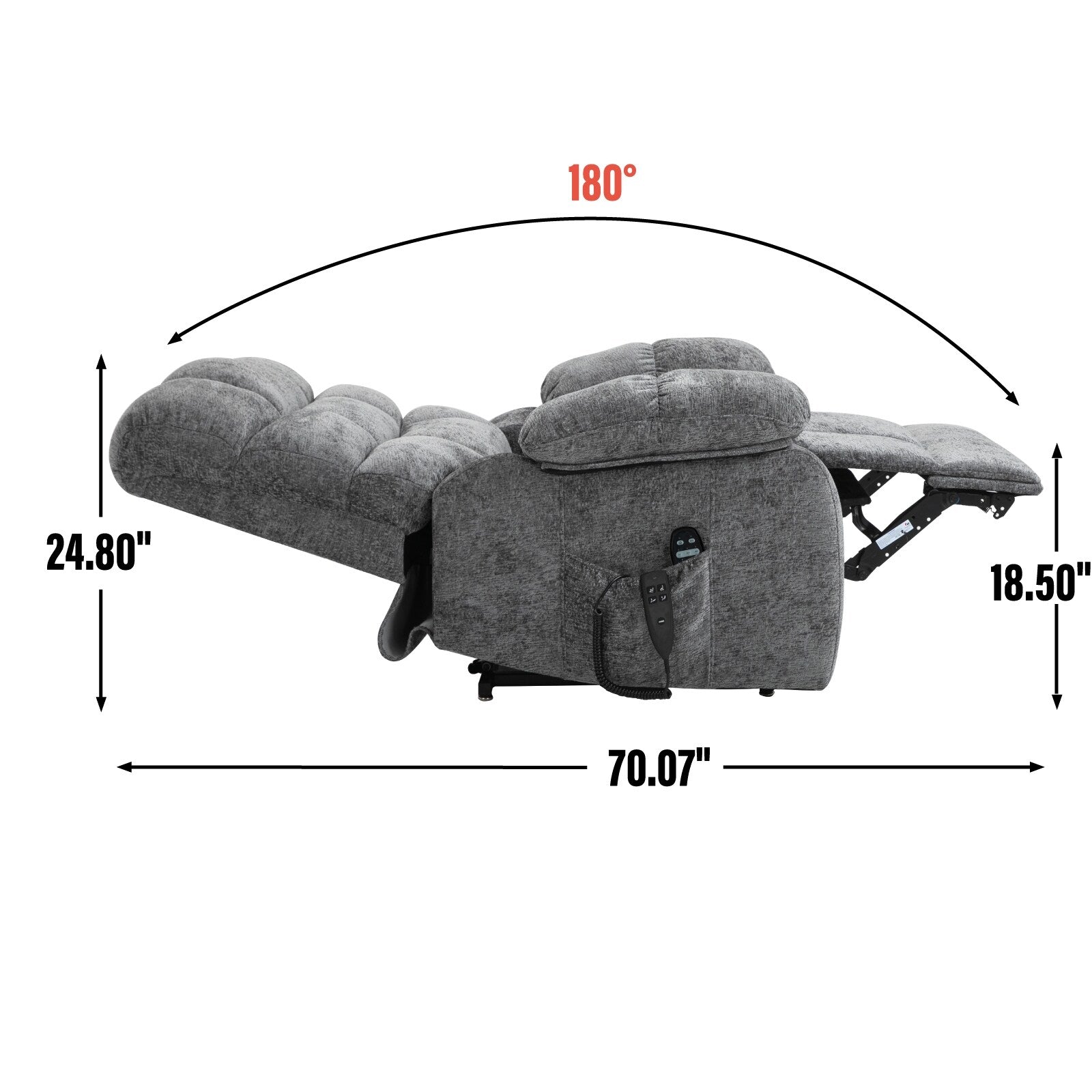 Fauteuil inclinable électrique à double moteur avec chauffage et massage, position infinie et télécommande, capacité jusqu'à 350 lb