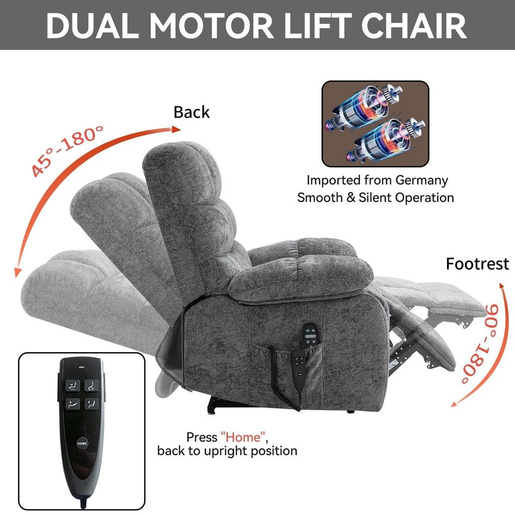 Fauteuil inclinable électrique à double moteur avec chauffage et massage, position infinie et télécommande, capacité jusqu'à 350 lb