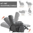 Fauteuil inclinable électrique à double moteur avec chauffage et massage, position infinie et télécommande, capacité jusqu'à 350 lb