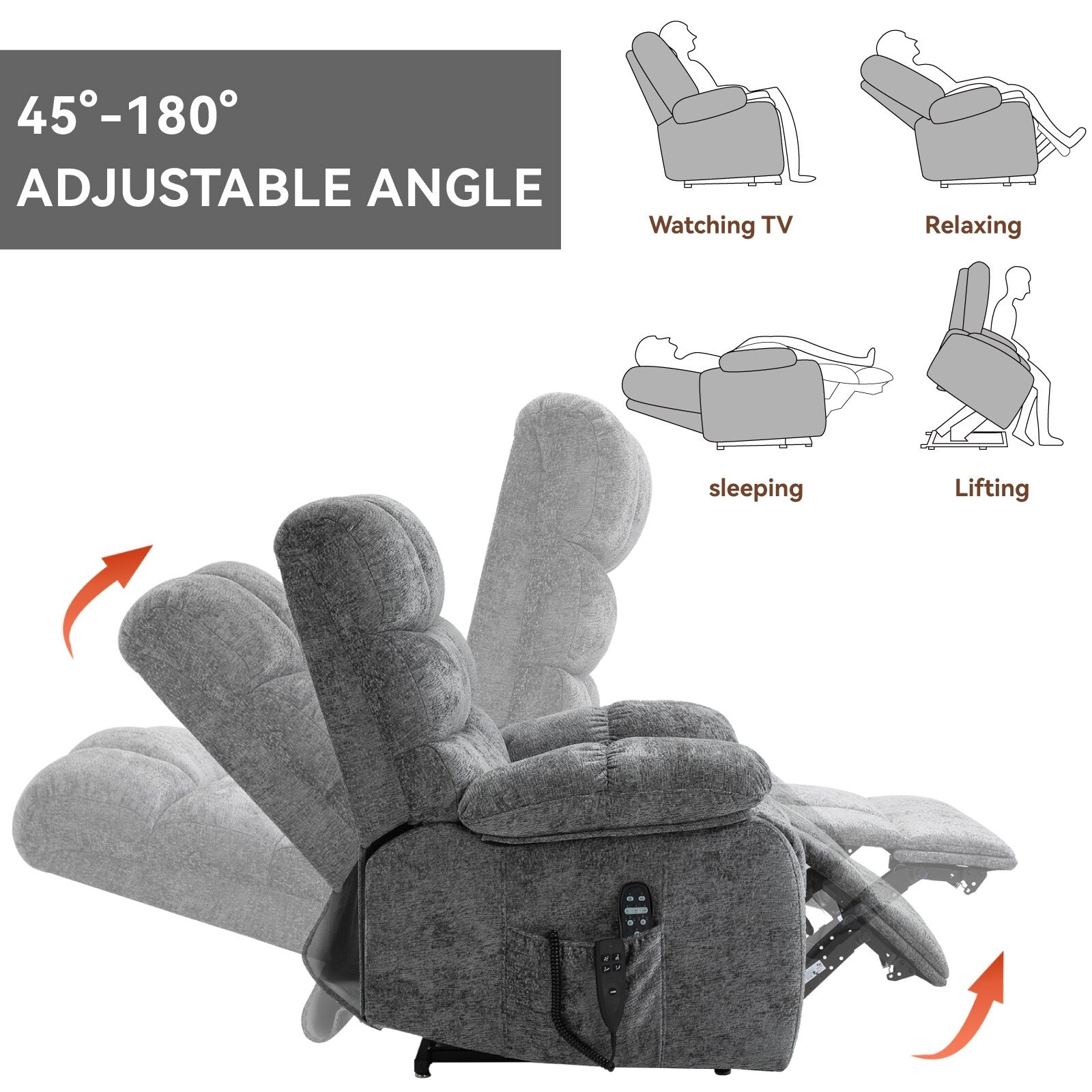 Fauteuil inclinable électrique à double moteur avec chauffage et massage, position infinie et télécommande, capacité jusqu'à 350 lb