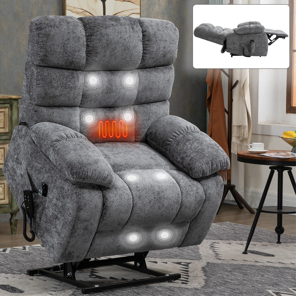 Fauteuil inclinable électrique à double moteur avec chauffage et massage, position infinie et télécommande, capacité jusqu'à 350 lb