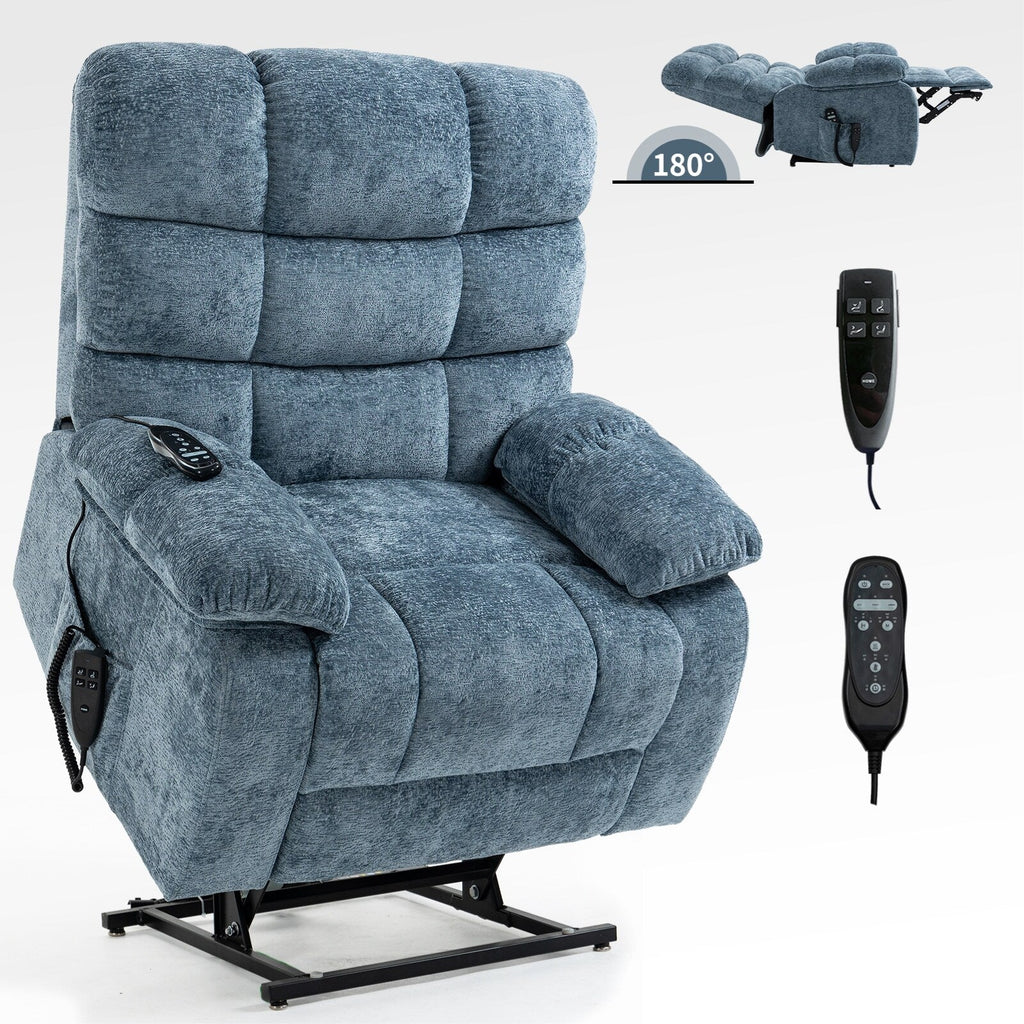 Fauteuil inclinable électrique à double moteur avec chauffage et massage, position infinie et télécommande, capacité jusqu'à 350 lb