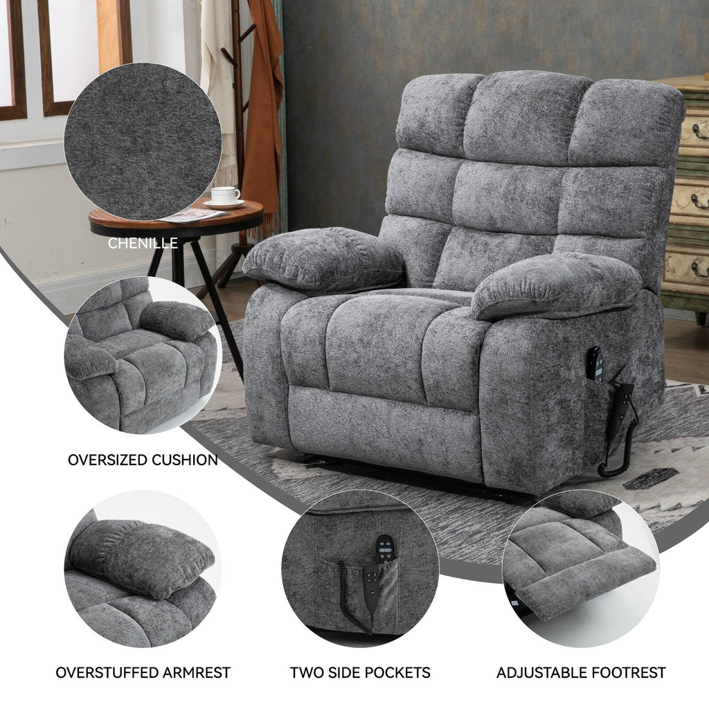 Fauteuil inclinable électrique à double moteur avec chauffage et massage, position infinie et télécommande, capacité jusqu'à 350 lb