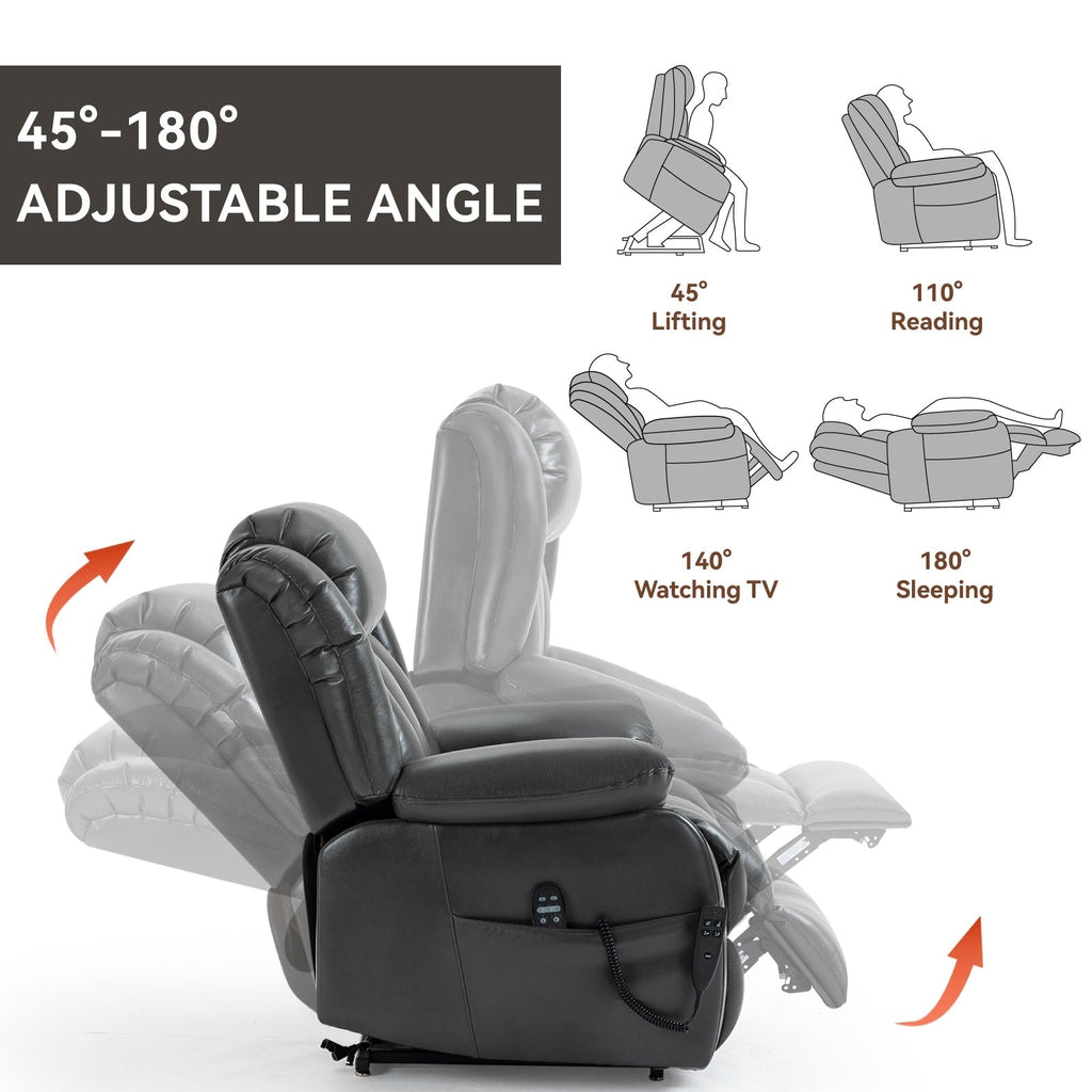 Fauteuil inclinable électrique à double moteur, massage thermique, télécommande