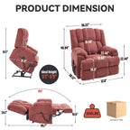 Fauteuil inclinable à double moteur avec relevage électrique et massage thermique, 158 kg, robuste