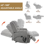 Fauteuil inclinable à double moteur avec relevage électrique et massage thermique, 158 kg, robuste