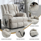 Fauteuil inclinable à double moteur avec relevage électrique et massage thermique, 158 kg, robuste