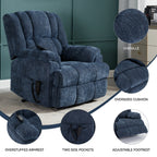 Fauteuil inclinable à double moteur avec relevage électrique et massage thermique, 158 kg, robuste