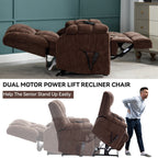 Fauteuil inclinable à double moteur avec relevage électrique et massage thermique, 158 kg, robuste
