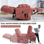 Fauteuil inclinable à double moteur avec relevage électrique et massage thermique, 158 kg, robuste