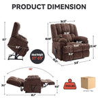 Fauteuil inclinable à double moteur avec relevage électrique et massage thermique, 158 kg, robuste