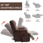 Fauteuil inclinable à double moteur avec relevage électrique et massage thermique, 158 kg, robuste