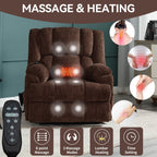 Fauteuil inclinable à double moteur avec relevage électrique et massage thermique, 158 kg, robuste