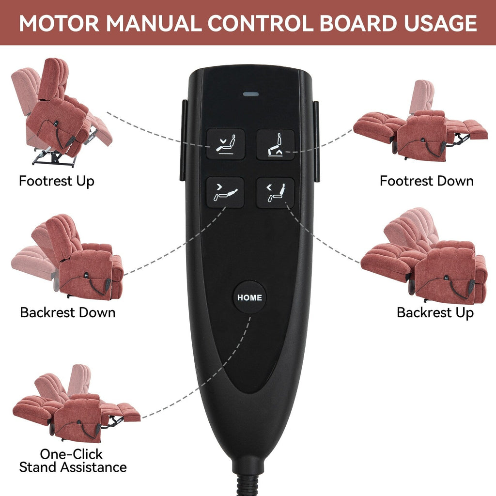 Fauteuil inclinable à double moteur avec relevage électrique et massage thermique, 158 kg, robuste