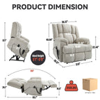 Fauteuil inclinable à double moteur avec relevage électrique et massage thermique, 158 kg, robuste