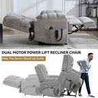 Fauteuil inclinable à double moteur avec relevage électrique et massage thermique, 158 kg, robuste
