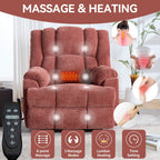 Fauteuil inclinable à double moteur avec relevage électrique et massage thermique, 158 kg, robuste