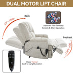 Fauteuil inclinable à double moteur avec relevage électrique et massage thermique, 158 kg, robuste
