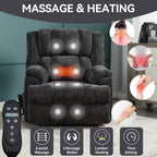 Fauteuil inclinable à double moteur avec relevage électrique et massage thermique, 158 kg, robuste