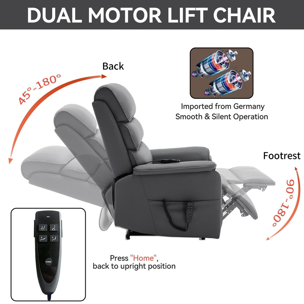 Fauteuil inclinable électrique à double moteur, fauteuil rembourré, canapé de massage chauffant avec minuterie, poches latérales et télécommande électrique