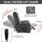 Fauteuil inclinable électrique à double moteur, fauteuil rembourré, canapé de massage chauffant avec minuterie, poches latérales et télécommande électrique