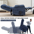 Fauteuil inclinable électrique à double moteur, fauteuil rembourré, canapé de massage chauffant avec minuterie, poches latérales et télécommande électrique